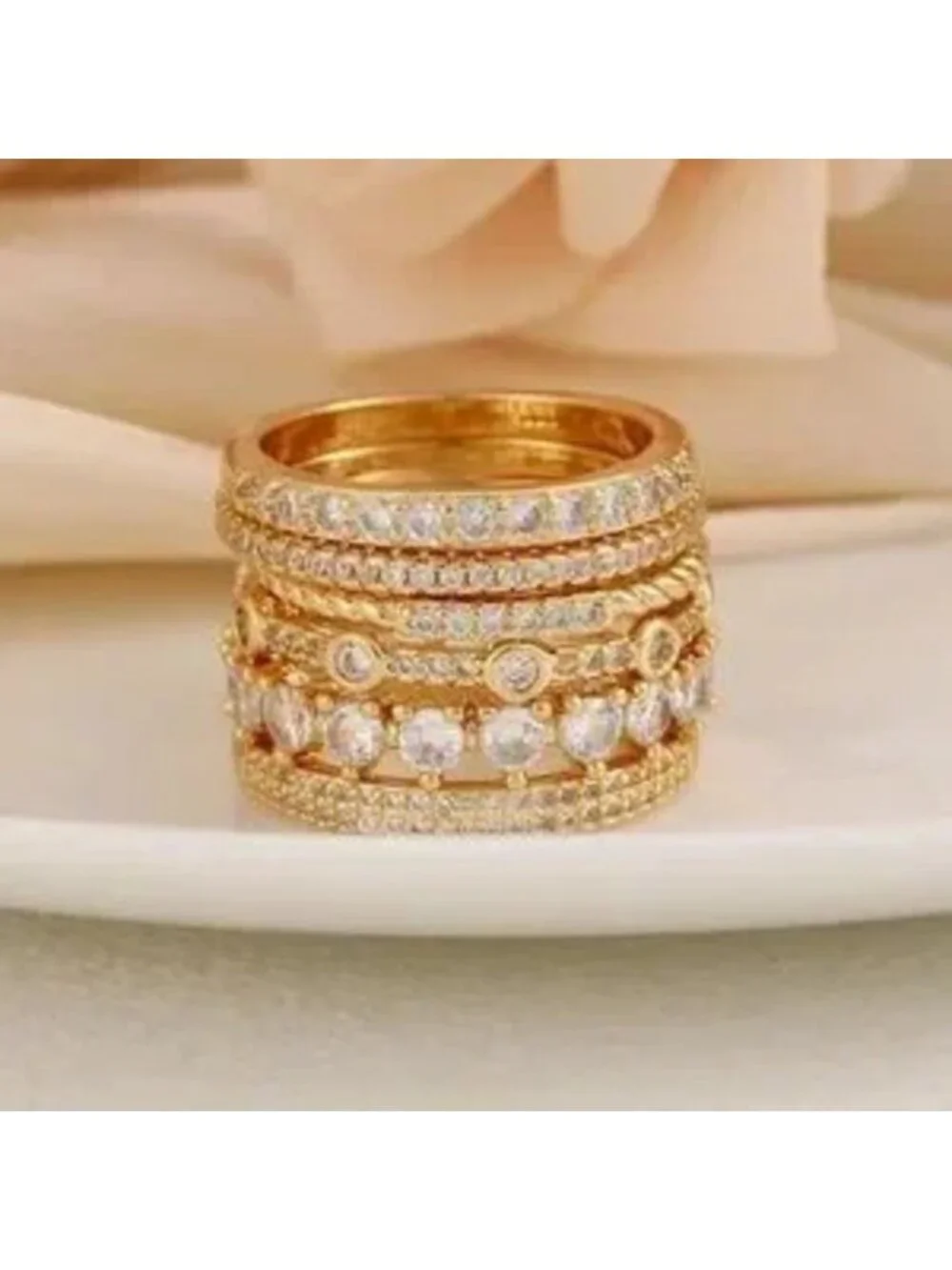 Gold 14k Gold Plated 6pc CZ Ring Set